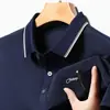 Camiseta de Manga Corta Sin Costuras de Nuevo Estilo para Verano para Hombres de Mediana Edad, Sencilla, Moderna y Casual, Cuello Polo de Seda de Hielo, Camisa Polo de Color Puro para Hombre