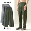Pantalones de pijama para hombre Primavera y Otoño Algodón Puro Delgados Tallas Grandes Verano Algodón Puro Casual Ropa de exterior Holgados Pantalones para el hogar para Hombre