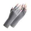 Guantes de seda de hielo para protección solar de cinco dedos, de longitud media, específicos para manicura de mujer, protección solar, sin dedos, delgados, de medio dedo, guantes de longitud extendida