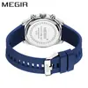 MEGIR nuevo reloj de cuarzo cronógrafo multifunción para hombre de negocios con correa de silicona al por mayor reloj luminoso resistente al agua