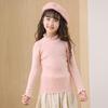 Suéter Novo de Outono e Inverno para Meninas com Gola Alta Falsa e Franjas nas Orelhas Camisa Base Grossa de Manga-Orelha Grande para Crianças
