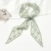 Bufanda larga pequeña de seda estilo francés Diadema tocado vintage estilo coreano Bufanda de seda para primavera y verano Bufanda de encaje Corbata para bolsa Corbata Cinta para el pelo