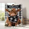 Manta para Sofá de Animales Retro da Nova Amazon, Vaca Leiteira das Terras Altas, Impressão Digital, Flanela Peluda, Manta Decorativa para Casa