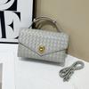 Bolso de Mano de Lujo Accesible de Alta Gama Bolso Tejido a Mano de Cuero Genuino 2025 Nuevo Bolso Satchel de Moda Bolso de Noche Bolso Cuadrado Pequeño de Piel de Vaca