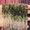 Cuentas pequeñas facetadas de turmalina natural degradada, cuentas sueltas de cristal turquesa, accesorios para joyería DIY, pulseras y collares de cuentas