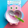 Adorable Juego de Tazón y Cuchara de Fibra de Bambú de Dibujos Animados para Niños Tazón de Comida para Bebés del Hogar Tazón de Comida para Niños Tazón para Sopa