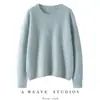 Outono e Inverno Nova Malha de Cashmere de Cor Sólida com Gola Redonda Pulôver de Moda Pesada Feminino Malha de Manga Longa Malha com Camiseta Básica