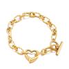 Joia de moda com design europeu e americano, corrente com costura de coração criativa, pingente de amor oco, fecho tipo ot, pulseira de aço inoxidável