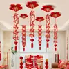 Novo Conjunto de Decoração para Quarto de Casamento Faixas de Casamento Enfeites Pendurados 3D Pingentes de Dupla Felicidade Enfeites de Dupla Felicidade para Quarto Masculino e Feminino