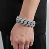 Cadena Cubana de Tres Filas con Diamantes Completos de 25 mm Hip-Hop Transfronterizo Europeo y Americano Joyería de Circonita Pulsera Personalizada de Alta Calidad para Hombre Personalización
