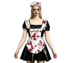 Tallas S-XL Disfraz de Maid Cosplay de Halloween, Disfraz de Maid Maligna Manchad de Sangre de Terror, Uniforme Sexy para Juego de Rol