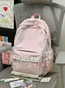 Mochila Estilo Coreano Ins Estilo Academia Lunares Alta Apariencia Estudiante de Secundaria Encaje Dulce Estilo Chica Suave Mochila de Viaje