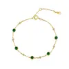 Pulsera de Plata de Ley S925 Chapada en Oro de 14K con Circonita Esmeralda para Mujer, Joyería Versátil Sencilla y Exquisita de Nicho, Venta al por Mayor desde Fabricante