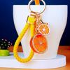 Chaveiro de Fruta Laranja Limão Incrustado de Diamantes Metal Pingente de Bolsa Masculino e Feminino Anel de Corrente de Chave Pingente Transfronteiriço Presente
