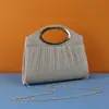 Item Mais Vendido Transfronteiriço: Bolsa de Mão Simples, Fashion e Elegante com Design Plissado, Bolsa de Mão Metálica Halo para Festa, Bolsa de Noite