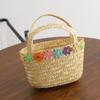 Ins Han-estilo Bonito Mini Flor Palha Fresca Mão Vegetal Cesta Bolsa Acessórios do Bebê Infantil Bolsa de Moedas