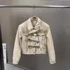 Conjunto de Duas Peças Moda Ins Estilo Coreano Primavera 2026: Jaqueta Jeans com Laço Cruzado, Cinto e Calça Reta