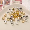 Contas Banhadas a Ouro 14K que Preservam a Cor, Contas Soltas, Contas Banhadas a Prata, Contas Espaçadoras, Contas Redondas, Pulseiras de Contas Feitas à Mão para DIY, Colares, Acessórios de Joias