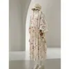 Vestido Estampado con Mangas Abullonadas para Mujer, Nuevo Estilo Otoño 2026, Fresco y Natural, de Longitud Media, Cuello Redondo, Elegante Vestido para Fiesta de Té