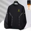 Sudadera casual forrada de polar para hombre, nuevo modelo de invierno en negro, blanco y gris, corte holgado, cuello redondo, sin cierre, manga larga, top deportivo, chaqueta
