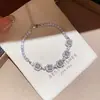 Pulsera de Zirconia Cuadrada Chapada en Oro Real de 18K, Pulsera de Lujo Ligero de Nicho de Gama Alta, Joyería de Mano Exquisita Versátil Transfronteriza para Mujeres
