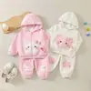 Conjunto de sudadera con capucha bordada de gatito lindo para niños pequeños y niños pequeños, con un dulce diseño de lazo a cuadros, perfecto para salidas casuales