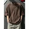 Camiseta de verano para hombre color albaricoque, Tencel tipo lino, cuello en V, manga corta, delgada, transpirable, estilo "old money", tacto similar al lino, secado rápido, hombro normal, manga corta