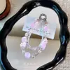 Cadena de teléfono de cuentas esmeriladas, fresca y colorida, con dijes de flor y cristal, un delicado cordón para la muñeca, un pequeño regalo