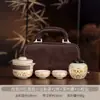 Juego de Té de Viaje de la Cerámica Ru de Dunhuang - Logo Personalizado para Reuniones de Empresa y Regalos de Aniversario - Souvenir Práctico para Clientes