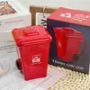 Taza Roja de Cerámica con Diseño de Cubo de Basura 350ml _ Taza Divertida y Única con Diseño de Cubo de Basura Perfecta para Amantes del Café y Ideas Originales