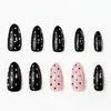 Unhas Usáveis de Bolinhas Brancas Mais Vendidas Transfronteiriças Unhas Curtas Amêndoa Manicure Simples Unhas Usáveis Unhas Postiças Atacado