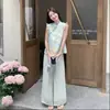 Novo Conjunto de Roupa Suave Estilo Chinês 2026 Verão Novo Elegante Renda Redutor de Idade Conjunto de Duas Peças: Colete e Saia