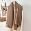 Estilo Literario Casual Retro Ropa Exterior Moderna Elegante Chal Estilo Coreano para Mujer Color Puro Cuadrado Corto Borla Elegante Bufanda