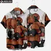 Estación Independiente Transfronteriza Halloween Impresión Digital 3D Manga Corta talla extra para Hombre Holgada Camisa de Fiesta Kuso