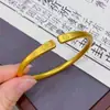 Pulseira Folheada a Ouro Areia a Vácuo Novo Estilo Chinês Maré Nacional Herança Método Antigo Caractere Fu Pulseira de Abertura Elegante Pulseira Retrô para Mulheres