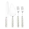 Mango de Cerámica Perlada Acero Inoxidable Set de Espátulas para Pastel Hornear Cuchillo para Queso Espátula para Pizza Vajilla Portuguesa