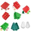 Serie navideña molde de silicona para hornear bandeja estrellas coloridas árbol de Navidad molde para pastel de mousse molde para jabón hecho a mano DIY