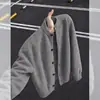 Jaqueta cardigan de tricô cleanfit cinza claro masculina outono preguiçoso sensação de alta qualidade cardigan de botões gola redonda retrô