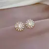 [Acero titanio] Conjunto de collar y pendientes con diseño de girasol, ligero, lujoso, con microincrustaciones, elegante, para banquetes.