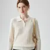 Suéter de lana tejido a cable para mujer, colección otoño 2026 nuevo, color liso, adecuado para el trabajo, top de punto estilo polo