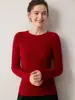 Suéter minimalista 100% caxemira pura para mulheres, gola redonda, slim-fit outono e inverno, camada base de tricô afina a silhueta, suéter versátil para usar em camadas