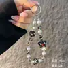 Cordão de Celular de Cristal de Alta Qualidade Curto Estampa de Leopardo Corrente de Strass Chaveiro de Pulso Anti-Perda