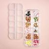Caja de 12 Joyas para Uñas Calientes con Combinación de Gatito de Cuero Negro de Verano Caja de Materiales para Uñas Artísticas Venta al por Mayor