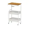 Mesa de Centro, Mesa de Centro Móvil de Doble Capa, Carrito Pequeño, Mesa Auxiliar, Almacenamiento para Sofá de Sala de Estar, Mesa de Té con Ruedas, Estante de Almacenamiento para Dormitorio