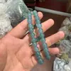 Directo del fabricante: Collar de Cuentas Redondas Color Azul Esmeralda Natural al por Mayor Cadena para Clavícula Verde Aceite de Jadeíta Collar para Madres de Calcedonia Azul