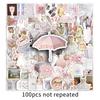 100 Piezas de Pegatinas Pequeñas Frescas Estilo Ballet Dibujos Animados Estilo Ins Manualidades DIY Impermeables Decorativas Pegatinas para Taza de Té Venta al por Mayor
