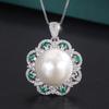Zhuang Shengsheng Joias Base de Cobre Banhada a Ouro Inlaid Pérola Obeid Moda Retrô Pingente de Diamante Colar 16mm
