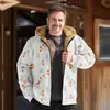 Chaqueta acolchada de algodón con forro marrón y sudadera con capucha con impresión digital 3D con patrón de mezclilla transfronterizo entre Europa y Estados Unidos