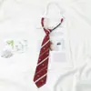 Rojo Cian Gin Rojo Corbata JK Escuela para Estudiantes H Hombres y Mujeres Rayas Cortas Estilo Universitario Japonés Perezoso Libre