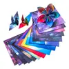 Papel Especial para Origami con Diseño de Cielo Estrellado, Papel Láser Holográfico Impreso para Niños, Grullas de Origami, Papel para Manualidades con Gradiente de Estrellas, Papel de Colores